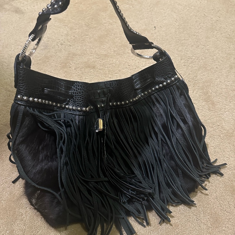 Raviani Black Fringe Women's Bag